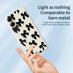 For Samsung Galaxy S25 Case Black Bow Pattern Printing Straight Edge TPU Phone Back Cover