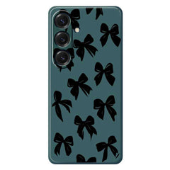For Samsung Galaxy S25 Case Black Bow Pattern Printing Straight Edge TPU Phone Back Cover