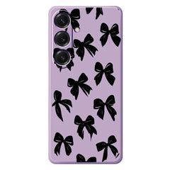 For Samsung Galaxy S25 Case Black Bow Pattern Printing Straight Edge TPU Phone Back Cover
