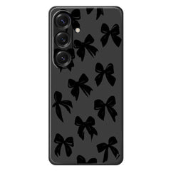 For Samsung Galaxy S25 Case Black Bow Pattern Printing Straight Edge TPU Phone Back Cover