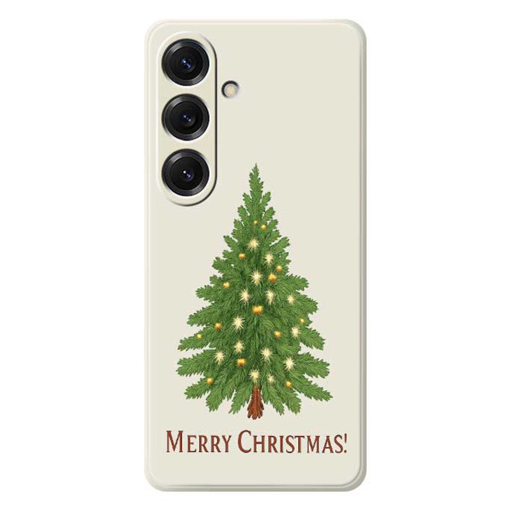 Für Samsung Galaxy S25 Hülle Weihnachtsbaum Muster Druck Gerade Kante TPU Telefon Rückseite 