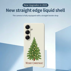 Coque arrière en TPU pour Samsung Galaxy S25, motif sapin de Noël, bords droits 