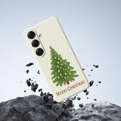Coque arrière en TPU pour Samsung Galaxy S25, motif sapin de Noël, bords droits 