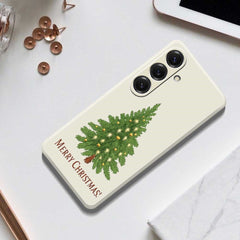 Coque arrière en TPU pour Samsung Galaxy S25, motif sapin de Noël, bords droits 