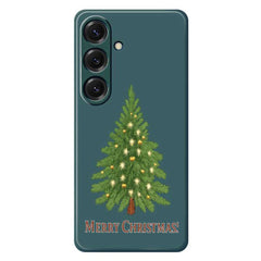 Coque arrière en TPU pour Samsung Galaxy S25, motif sapin de Noël, bords droits 