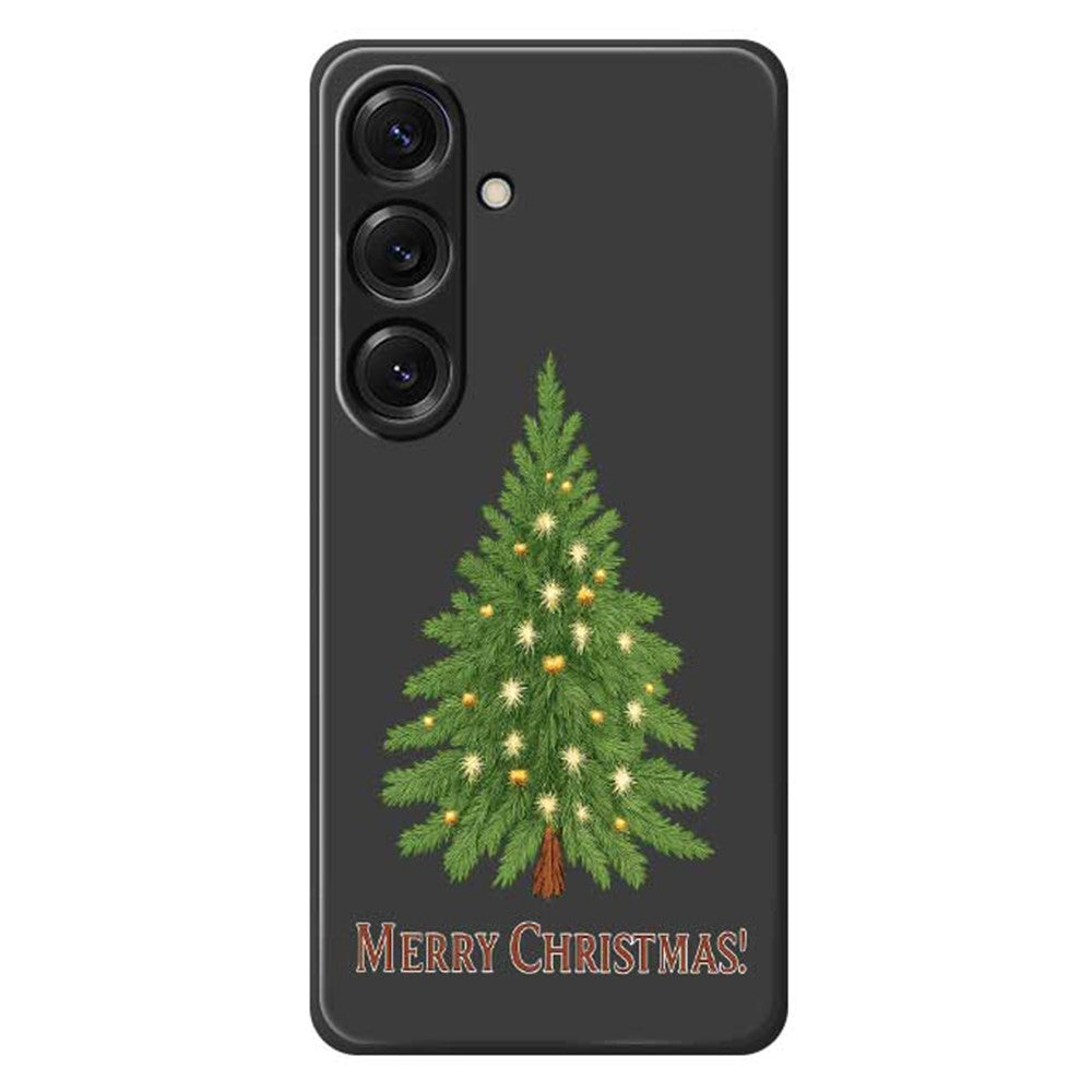 Coque arrière en TPU pour Samsung Galaxy S25, motif sapin de Noël, bords droits 