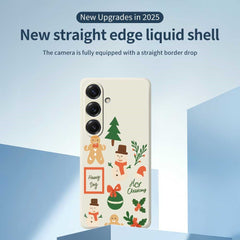For Samsung Galaxy S25 Case Christmas Snowman Pattern Printing Straight Edge TPU Phone Back Cover