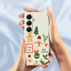 For Samsung Galaxy S25 Case Christmas Snowman Pattern Printing Straight Edge TPU Phone Back Cover