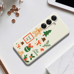 For Samsung Galaxy S25 Case Christmas Snowman Pattern Printing Straight Edge TPU Phone Back Cover