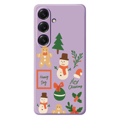 For Samsung Galaxy S25 Case Christmas Snowman Pattern Printing Straight Edge TPU Phone Back Cover