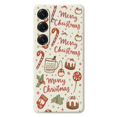 Coque arrière en TPU pour Samsung Galaxy S25, motif Joyeux Noël, bord droit 