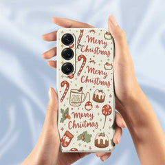 Coque arrière en TPU pour Samsung Galaxy S25, motif Joyeux Noël, bord droit 