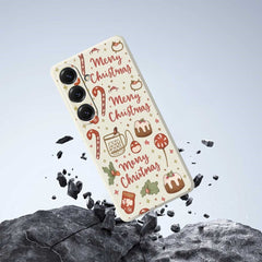 Coque arrière en TPU pour Samsung Galaxy S25, motif Joyeux Noël, bord droit 