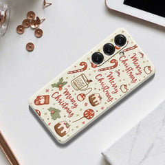 Coque arrière en TPU pour Samsung Galaxy S25, motif Joyeux Noël, bord droit 