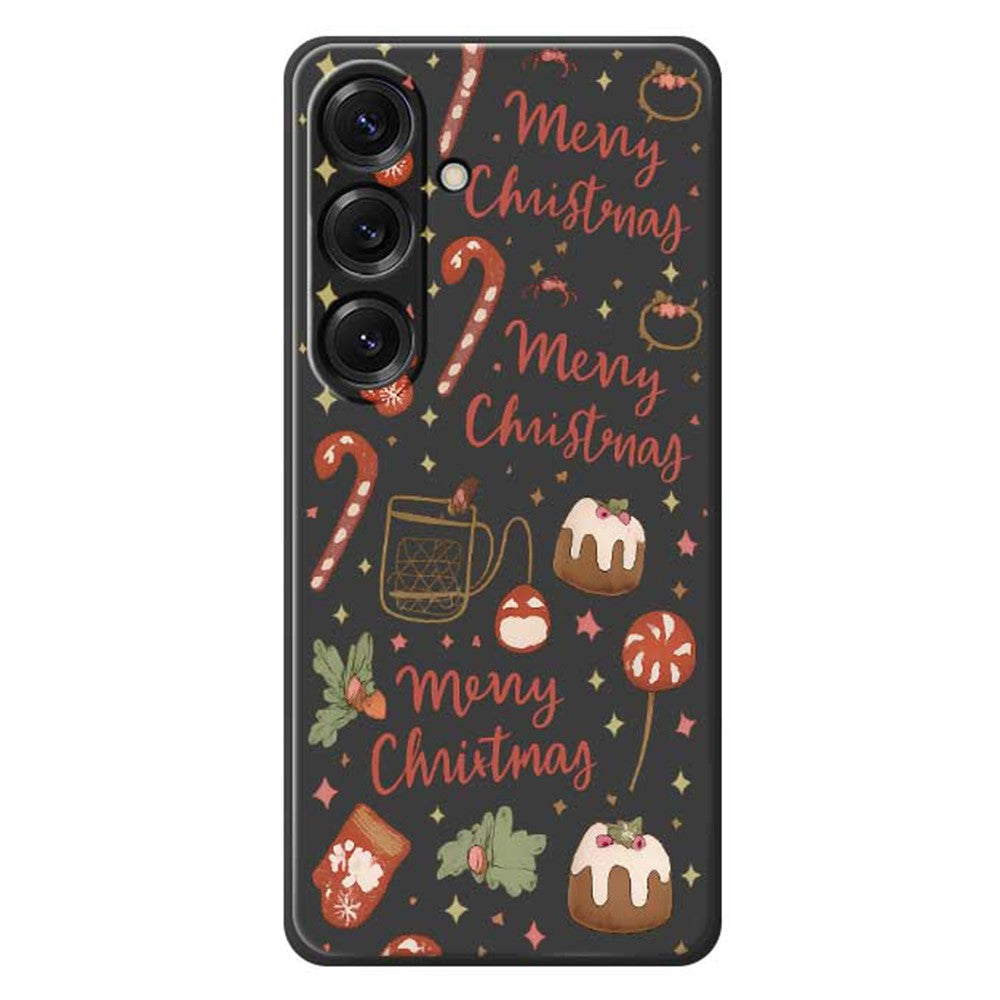 Coque arrière en TPU pour Samsung Galaxy S25, motif Joyeux Noël, bord droit 