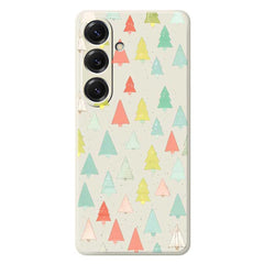 For Samsung Galaxy S25 Case Colorful Trees Pattern Printing Straight Edge TPU Phone Back Cover
