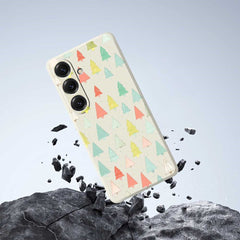 For Samsung Galaxy S25 Case Colorful Trees Pattern Printing Straight Edge TPU Phone Back Cover