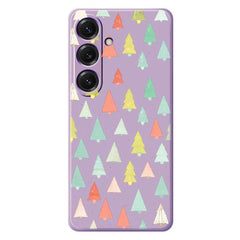 For Samsung Galaxy S25 Case Colorful Trees Pattern Printing Straight Edge TPU Phone Back Cover
