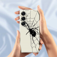 For Samsung Galaxy S25 Case Spider Pattern Printing Straight Edge TPU Phone Back Cover