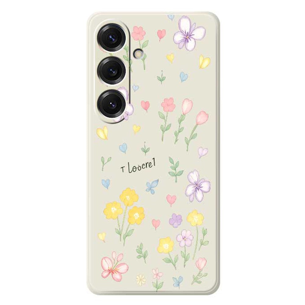 Coque arrière en TPU pour Samsung Galaxy S25, motif petites fleurs, bords droits 
