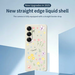 For Samsung Galaxy S25 Case Small Flowers Pattern Printing Straight Edge TPU Phone Back Cover