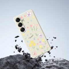 For Samsung Galaxy S25 Case Small Flowers Pattern Printing Straight Edge TPU Phone Back Cover