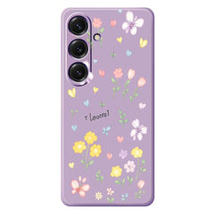 For Samsung Galaxy S25 Case Small Flowers Pattern Printing Straight Edge TPU Phone Back Cover