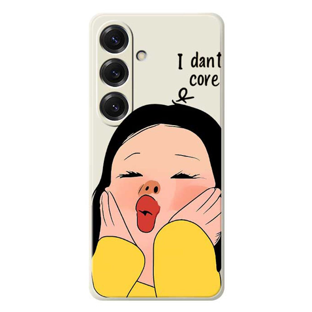 Für Samsung Galaxy S25 Hülle Mädchen mit Gesicht Musterdruck Gerade Kante TPU Telefon Rückseite 