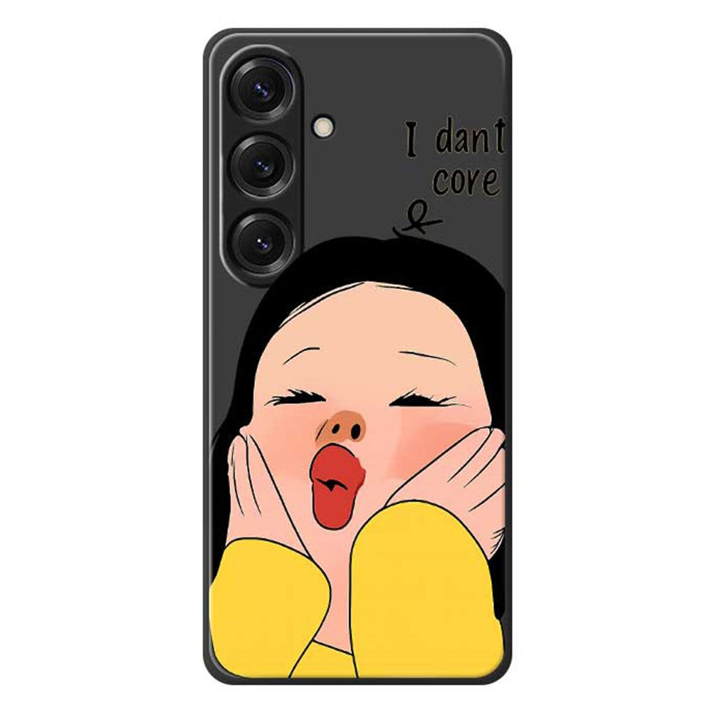 Für Samsung Galaxy S25 Hülle Mädchen mit Gesicht Musterdruck Gerade Kante TPU Telefon Rückseite 