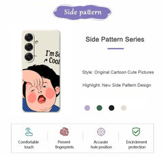 For Samsung Galaxy S25 Case Make Faces Kid Pattern Printing Straight Edge TPU Phone Back Cover