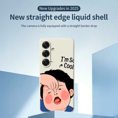 For Samsung Galaxy S25 Case Make Faces Kid Pattern Printing Straight Edge TPU Phone Back Cover