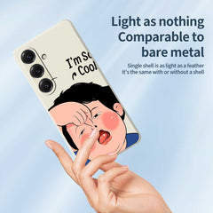 For Samsung Galaxy S25 Case Make Faces Kid Pattern Printing Straight Edge TPU Phone Back Cover