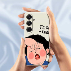 For Samsung Galaxy S25 Case Make Faces Kid Pattern Printing Straight Edge TPU Phone Back Cover