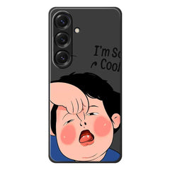 For Samsung Galaxy S25 Case Make Faces Kid Pattern Printing Straight Edge TPU Phone Back Cover