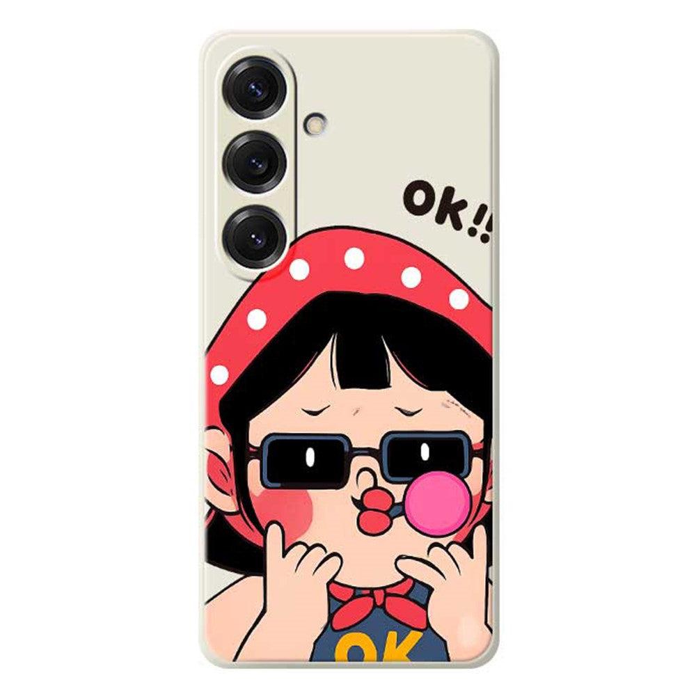 For Samsung Galaxy S25 Case Cute Kid Pattern Printing Straight Edge TPU Phone Back Cover - TechGearPal
