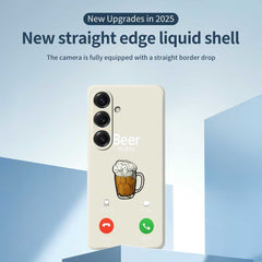 For Samsung Galaxy S25 Case Beer Pattern Printing Straight Edge TPU Phone Back Cover