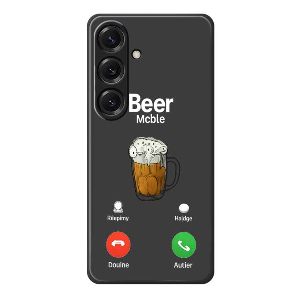 For Samsung Galaxy S25 Case Beer Pattern Printing Straight Edge TPU Phone Back Cover