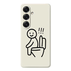 Coque arrière en TPU pour Samsung Galaxy S25, motif Stickman Toilettes, bord droit, impression 
