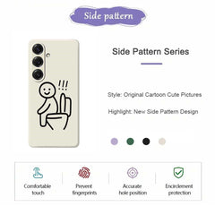 Coque arrière en TPU pour Samsung Galaxy S25, motif Stickman Toilettes, bord droit, impression 