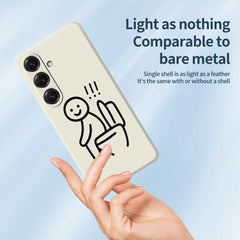 Coque arrière en TPU pour Samsung Galaxy S25, motif Stickman Toilettes, bord droit, impression 