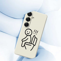 Coque arrière en TPU pour Samsung Galaxy S25, motif Stickman Toilettes, bord droit, impression 