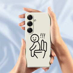 Coque arrière en TPU pour Samsung Galaxy S25, motif Stickman Toilettes, bord droit, impression 