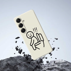 Coque arrière en TPU pour Samsung Galaxy S25, motif Stickman Toilettes, bord droit, impression 