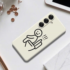 Coque arrière en TPU pour Samsung Galaxy S25, motif Stickman Toilettes, bord droit, impression 
