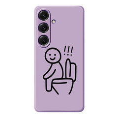 Coque arrière en TPU pour Samsung Galaxy S25, motif Stickman Toilettes, bord droit, impression 