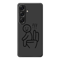 Coque arrière en TPU pour Samsung Galaxy S25, motif Stickman Toilettes, bord droit, impression 