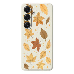 For Samsung Galaxy S25 Case Maple Leaves Pattern Printing Straight Edge TPU Phone Back Cover