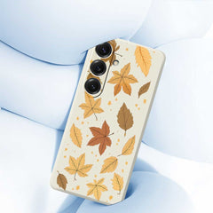 For Samsung Galaxy S25 Case Maple Leaves Pattern Printing Straight Edge TPU Phone Back Cover