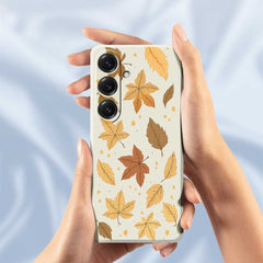 For Samsung Galaxy S25 Case Maple Leaves Pattern Printing Straight Edge TPU Phone Back Cover
