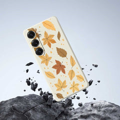 For Samsung Galaxy S25 Case Maple Leaves Pattern Printing Straight Edge TPU Phone Back Cover